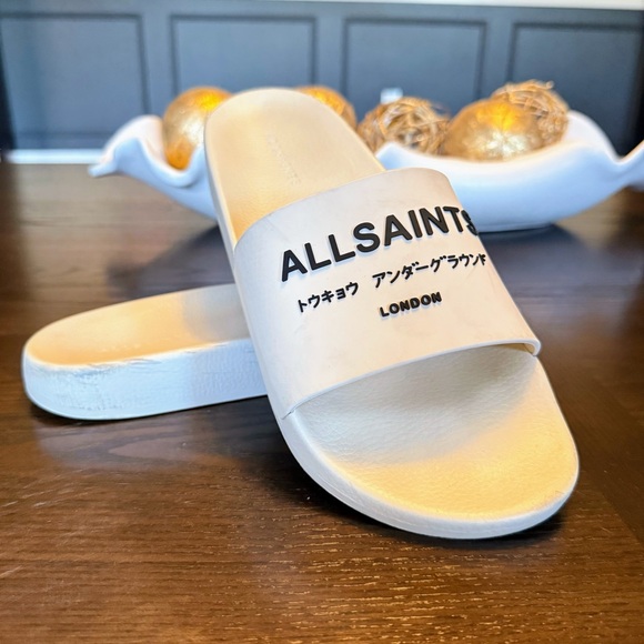 All Saints Other - Men’s Allsaints Underground Slip On Slide Sandals - White/Cream - US 10 / EU 43